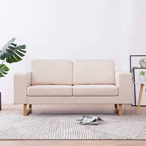 MOONAIRY 2-Sitzer-Sofa, Bodensofa, Chaiselongue, Kleines Sofa, Couch, Cauchsofa, Relaxsofa, Sofas & Couches, Wohnzimmer Sofa, Couch für Wohnzimmer, Stoff Cremeweiß