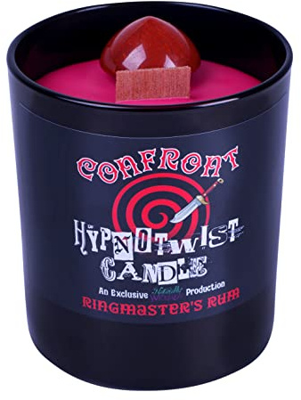 Hypnotwist® Confront Candle | Hypnotische Kristall-Zauberkerze | inkl. Kristall-Kreisel | Duftkerze vegan Sojawachs | Eine natürlich böse Produktion