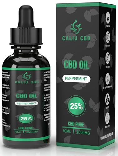 CALIU CBD | CBD OIL |Aceite de CBD puro 25% 10ML 2500Mg | Base Aceite cáñamo enriquecido con menta 0% THC | 400 gotas| Cannabidiol PREMIUM | Fabricado EU