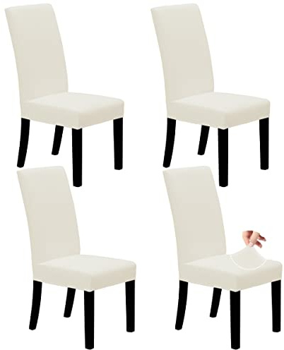 Easy-Going Dining Chair Covers Stretch Dining Room Chair Covers Set of 4, Parsons Chair Slipcovers for Dining Room, Ceremony, Banquet, Ivory