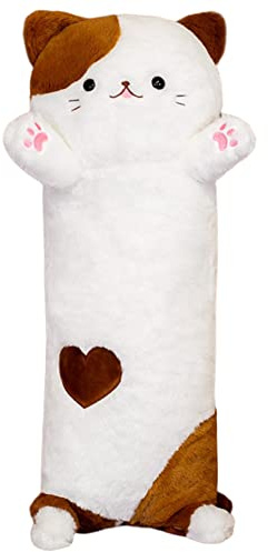 LICHENGTAI 80CM Kuscheltier Katze Plüsch Kissen Plüschtier Stofftiere Langes Wurfkissen Kawaii Katzen Plüschtier Ausgestopftes Spielzeug Stofftiere Geschenk Plüschkissen für Kinder und Freundin