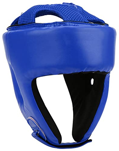 KIMISS Boxhelm PU, Head Guard Sanda Kickboxing Leather Adjustable Training DefenseBlack Large Size