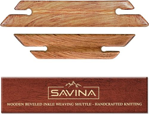 Savina Kleine hölzerne abgeschrägte Inkle Weaving Shuttle – Handgefertigte Strickwebstuhl Werkzeuge Shuttle zum Weben DIY Handwerk Weben Zubehör, SVN-WBIWS-001