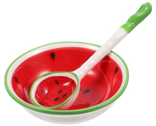 LIFKOME Kinder Keramikschale Mit Löffel Runde Schüssel Für Reis Suppe Obst Robuste Essgeschirr Für Zuhause Restaurant 4.7 Zoll Durchmesser