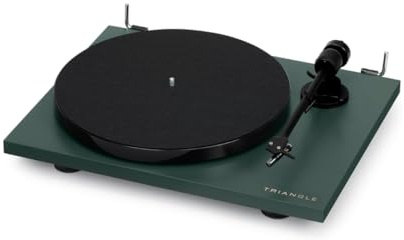 Triangle – Platine Vinyle Lunar 1 – Platine Vinyle Manuelle 33/45 Tours à Entrainement par Courroie – Cellule OM-5E intégrée - 420 x 112 x 330 mm - Vert
