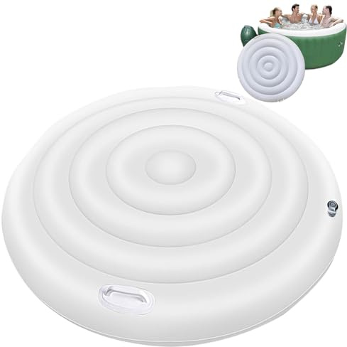 NASSMOSSE Aufblasbare Whirlpool-Abdeckung, 57 '' isolierte Whirlpool-Abdeckung Winddicht ＆ Regendicht, runde Whirlpool-Abdeckung mit Griffen, energiesparende Spa-Decke für Whirlpool-Beschützer Deckel
