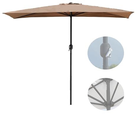 200/250 cm Demi Rectangulaire Parasol de Jardin Parasol de Balcon Terrasse avec Manivelle Toile Protection UV (Color : Khaki, Size : 200x100cm)