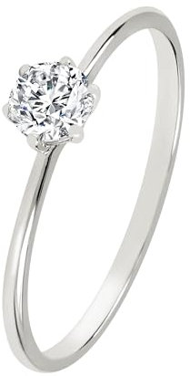 DOOSTI Antragsring/Verlobungsring aus 585/- Weissgold mit einem hochwertigen Moissanite Stein (54)