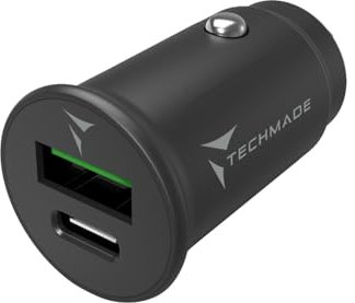 Chargeur USB pour voiture - Double entrée USB Type-C et USB Type-A pour téléphones portables, smartphones, Accessoire Electronique pour Voiture, Adaptateur de Charge, 2 Prises USB, Prise Allume-Cigare