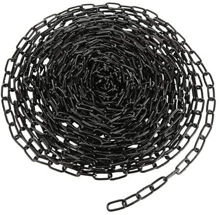 MUXHEL 1/8'' x 50Ft Black Chain for Hanging, Heavy Duty Black Chain Links, Metal Decorative Chain for Light Fixture, Chandelier, Lamp, Clothes, Pet