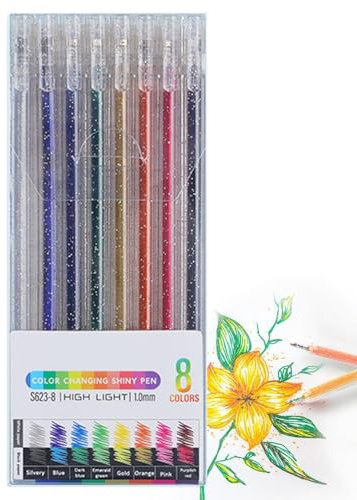 Glitzer Gel Stifte | Glitzer-Gelstift-Set | 18 Glitzer-Gelstifte zum Ausmalen | D-I-Y Crafts Malmarker für Erwachsene | Mehrfarbiger Gelstift zum Malen von Büchern, Zeichnen und Kritzeln