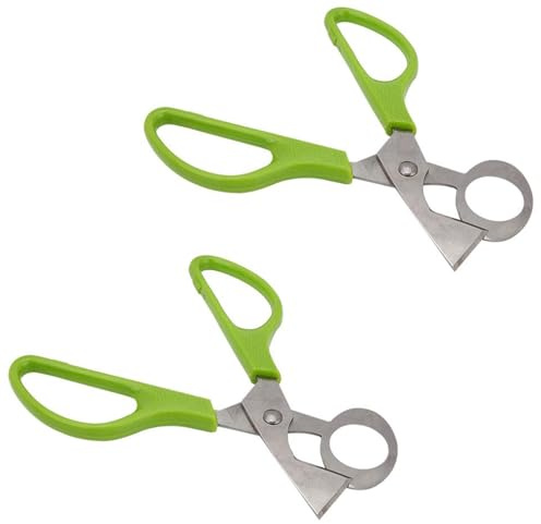 Generic 2-Pack Compact Stainless Steel Quail Egg Scissors - Green Egg Shell Cutter and Opener