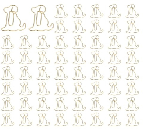 PATIKIL Cute Paper Clip, 60Pcs Dog Shape Paper Clip Metal Funny Bookmarks Planner Clips Clamp for Home Office Supplies Desk File Organization Wedding Decoration, Gold