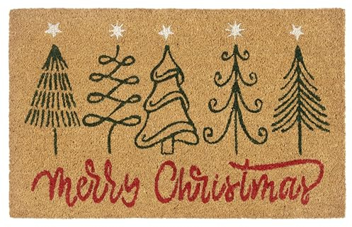 Hanse Home Kokos Fußmatte Weihnachten - rutschfeste Schmutzfangmatte Natur für Innen, Fußabtreter Five Christmas Trees Kokosfaser Kokosmatte für Eingangsbereich & überdachten Außenbereich - 40x70cm