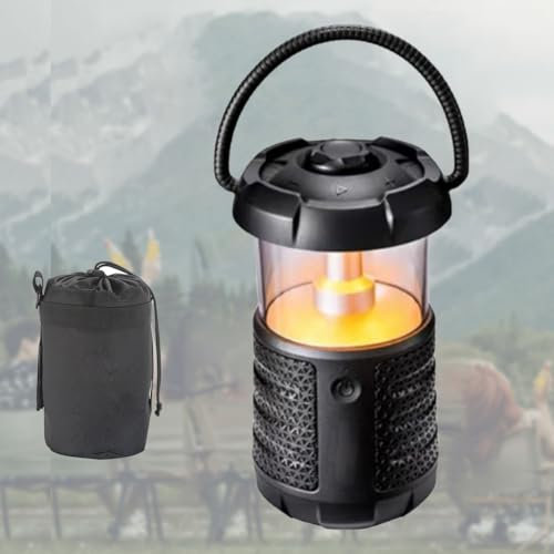Portable Waterproof Bluetooth Speaker, Rechargeable Camping Light with Micro SD Card Slot for Camping, Shower, Pool, Beach and Bedroom, Cool Electronic Gadgets Gifts for Outdoor Men & Women, Black