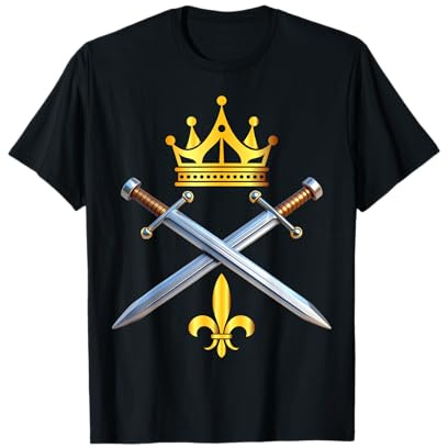 Couronne Royale Médiévale et Epée Fleurs De Lys Jean D'Arc T-Shirt