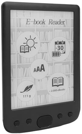 6in Electric Book Reader, Touch Screen Ink Screen, 8G Memory 2500mAh Battery, Comfortable Grip Lightweight Electric Reader, for Reading Various Types of Content