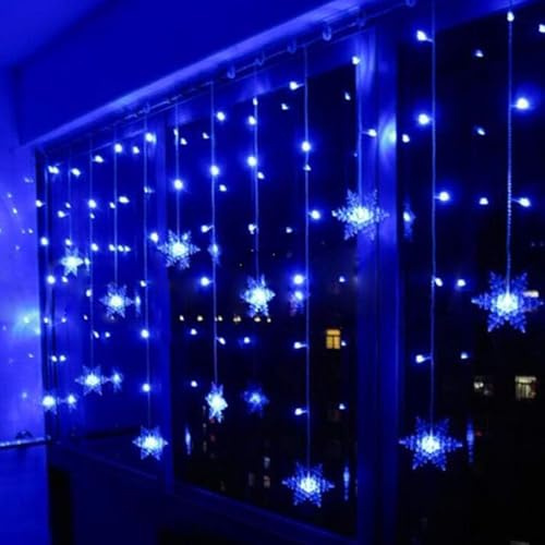 WxiaoD - Cortina luminosa (3,5 m/4 m, luces de Navidad, LED, 96 LED, 8 modos de iluminación, para Navidad, boda, noche, jardín, azul, 3,5 m)
