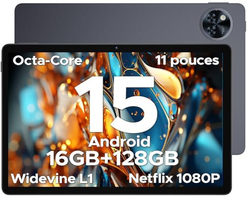 DOOGEE U11 Tablette Android 15, 11 Pouces 90 Hz, 16GB RAM+128GB ROM(2TB TF), Octa-Core Tablette Tactile, 8580mAh, Corps Métallique Ultra-Mince 7,9 mm, Caméra 13MP, Support Face ID/5G WiFi