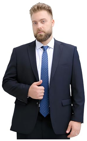 Costume 2 Pièces Pour Homme, Costumes Homme De Grande Taille, Ensemble Veste Et Pantalon De Mariage Classique À 2 Boutons De Couleur Unie(Navy,6XL)