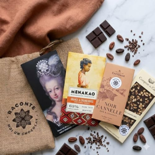 Raconte moi un Chocolat – Coffret Chocolat Noir à Offrir – 3 Tablettes Artisanales Premium – Chocolats d'Origine Belgique & Madagascar – Livret de Dégustation Inclus