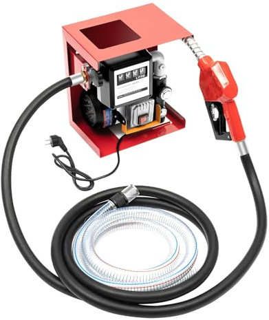 Konfiur Dieselpumpe 230V Selbstansaugend, 550W Heizölpumpe 60L/Min Ölabsaugpumpe mit Diesel Heizkanone, Automatische Zapfpistole mit Drehgelenk und 4m Schlauch Zählwerk,