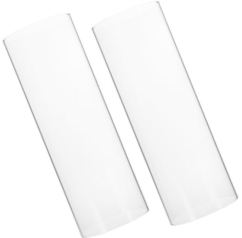 GOOHOCHY 2 Stück Glas Kerzenhüllen Transparent Windgeschützt Für Schreibtisch Dekorative Kerzenglocken 7x20cm