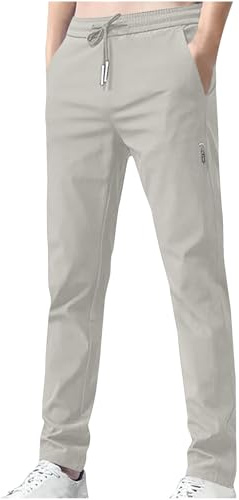 Pantalones Hombre Moda Casual Pants Verano Seda de Hielo Ligero Transpirable Jogging Deportivos Pantalon Largo Cordón Fitness Gym cómodo Suelto Running Basic Chandal Talla Grande