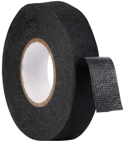 Yiqicomle Wiring Hardness Tape, Black Electrical Cable Loom Tape Adhesive Fabric Cloth Tapes Heat Resistant Sound Damping Insulation Tapes for Cars Vehicle Wires Cables Fixed (19mmx25m)