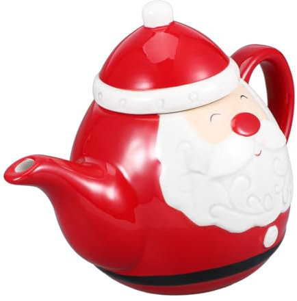 HOLIDYOYO Teiera Tema Natalizio in Ceramica Di Babbo Natale Da Tè Per Uso Domestico Bollitore Da Tè Decorativo Per Feste Di Natale