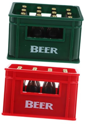 Kisangel 2 Stück Miniatur-bierkiste: Mit Realistischen Mini-Bierflaschen, Simulations-getränkekiste, Modell, Puppenhaus, Küchenzubehör Für Feengarten, Kneipe, Bar