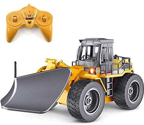 ZHANGXABN Alloy Snow Sweeper Vehicle 6 Channel Bulldozer Toy 1:18 RC Truck 2.4G Remote Control Snow Plow 4WD Tractor Toy Suitable for People Over 6-12 s Old