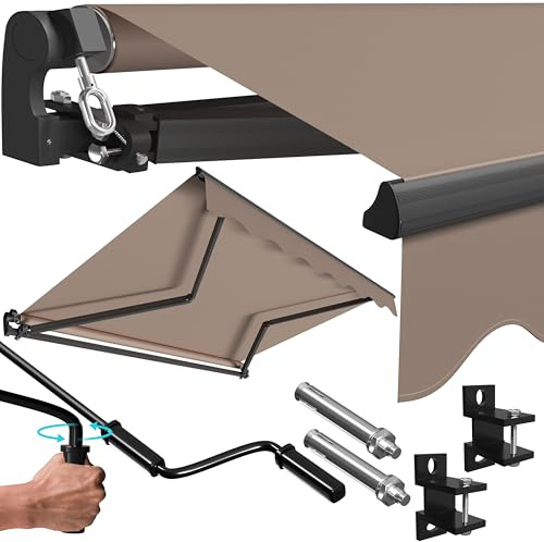 KESSER® Gelenkarmmarkise Vormontiert Markise Gelenkmarkise 300 x 250 cm Terrassenmarkise Sonnenmarkise inkl. Wandhalterung Sonnenschutz Balkonmarkise wasserabweisend Alu/Polyester Taupe