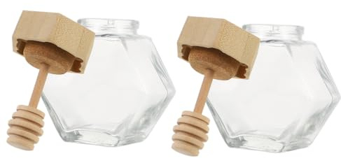 TOGEVAL 2piezas Tarros De Miel Transparentes De Vidrio Cierre Hermético Para Almacenar Miel Cocina o Despensa