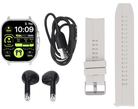 EIMSOAH 2 in 1 Orologio Intelligente con Auricolari, Touch Screen da 2,01 Pollici Bluetooth Call Fitness Tracker, Sport Orologio con Cuffie Integrate Compatibili con Telefoni Android (Argento)