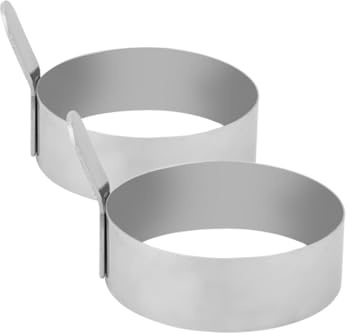 2 anillos de acero inoxidable para freír huevos, anillo redondo de acero inoxidable para panqueques, molde frito para tortilla de desayuno (L)