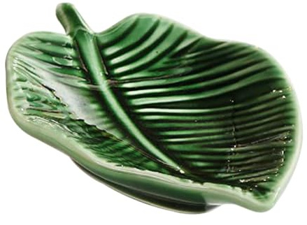 COMPUKAS Porta Gioielli Verde in Ceramica Elegante a Forma di Foglia Piatto Decorativo Multifunzione Design Moderno e Raffinato per Party e Negozi di Gioielli