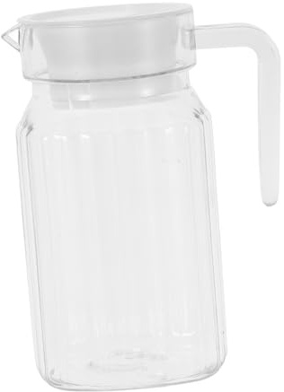 Generic Jarra de Jugo de Plástico Transparente de 500 Ml con Tapa a Prueba de Fugas, Diseño a Rayas, Botella Pequeña para Agua Fría y Bebidas, Dispensador Adecuado para Hogar, Bar y Mini