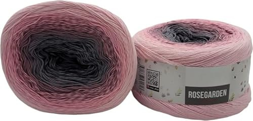 2x250g Ilkadim Export Rosegarden Bobbel Wolle (500g) – 100% Baumwolle Farbverlaufsgarn 2000m – Strickgarn & Häkelgarn Gradient Yarn Cake (rosa grau 313)