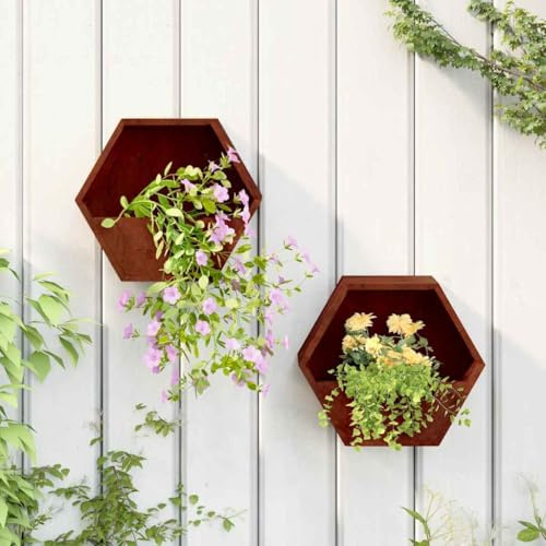 Arborthrum Wand-Pflanzkübel 2 STK. Pflanztopf Pflanzgefäß Gemüsebeet Pflanzkübel Hochbeet Rostig Cortenstahl 30x10x25 cm