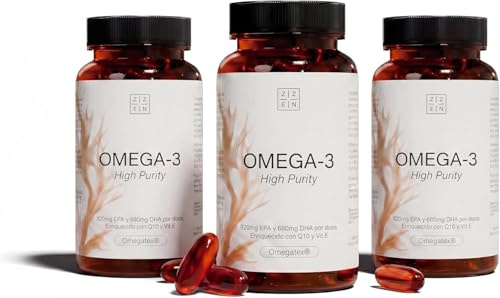 ZZEN - Oméga 3 IFOS de 1840 mg | EPA (920 mg) et DHA (690 mg) avec Coenzyme Q10 (100 mg) et Vitamine E, Cœur, Fonction Cérébrale et Vision, 50 Capsules Haute Concentration (Lot de 3)