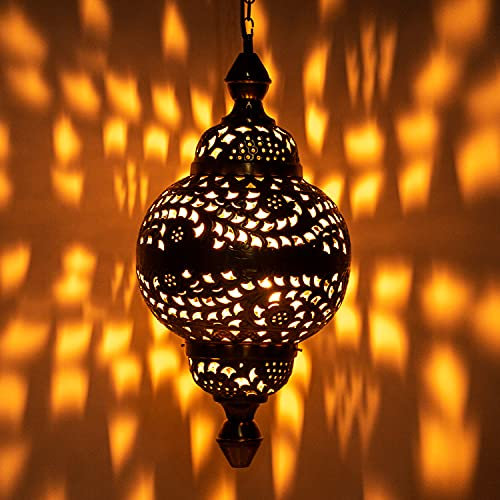 Fahda - Lámpara colgante oriental, 50 cm, casquillo E27, diseño marroquí, lámpara colgante de Marruecos, lámpara oriental para salón, cocina o colgar sobre la mesa de comedor
