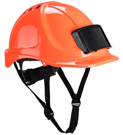 Portwest PB55 Vented Hard Hat Helmet with Badge ID Colour=Orange