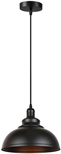 DC VOLTAGE Modern Ceiling Pendant Light Black Metal 29cm Width Lampshade Easy Fit E27 Base with Adjustable Cable Hanging Light Fitting for Kitchen Living Room Bedroom Restaurant Office Bar