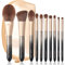 ENZO KEN Ensemble de Pinceaux de Maquillage en Poils de Zibelines Naturels, Pinceaux Fard à Paupières avec Sac de Voyage Doré, Set de Pinceaux Cosmétiques pour Contour du Visage, Yeux.