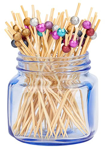 Cocktailstäbchen aus Holz Cocktailspieße Cocktail Pick 100pcs Bunte Bambus Zahnstocher für Party Geschenk Fasching Geburtstag Party