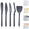 Berglander Couteau à fromage Set de 5 pièces pour tous les types de fromages couteau à fromage en acier inoxydable Design ergonomique pour saisir et couper couteau à beurre (Noir)
