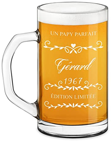 Maverton Chope à Bière Gravée - 640ml Verre à Bière avec Anse - pour Amateur de Bière – pour anniversaire - pour homme - avec personnalisation pour lui - pour papa/papy - edition limitee