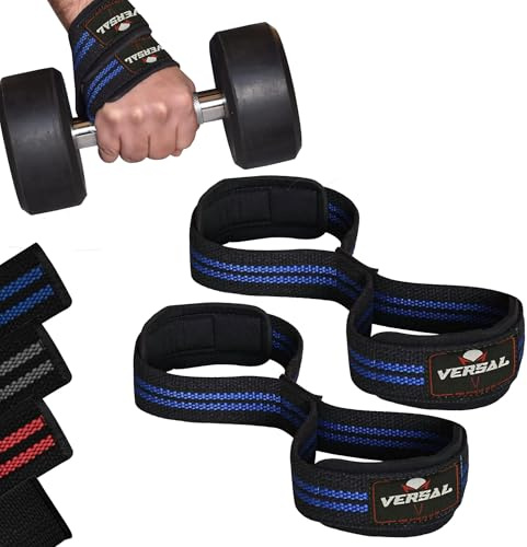 VERSAL Figura 8 Correas de Levantamiento de Pesas Profesional Acolchado Apoyo Fitness Deadlift Powerlifters Correas de algodón Correas de muñeca de Gimnasio