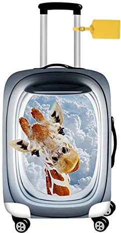 FANSU Elastisch Kofferhülle Kofferschutzhülle, Niedlich Tier Stil Reisekoffer Schutzhülle mit Reißverschluss, Elasthan, Waschbar Gepäckabdeckung - 18 bis 32 Zoll (XL(29-32in),Giraffe)